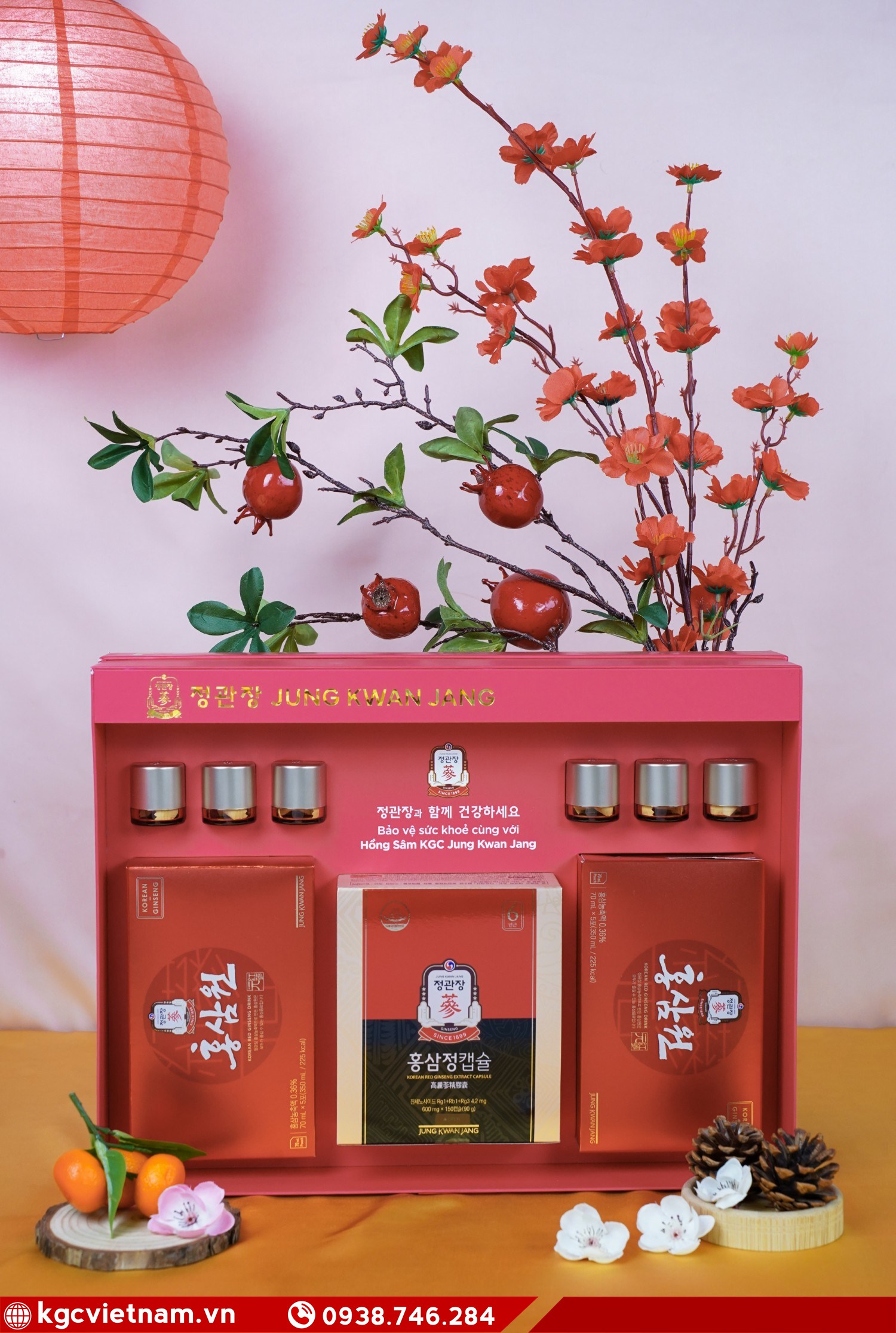 Hộp quà Tết hồng sâm KGC Vạn Phúc Vân Hưng sang trọng cao cấp
