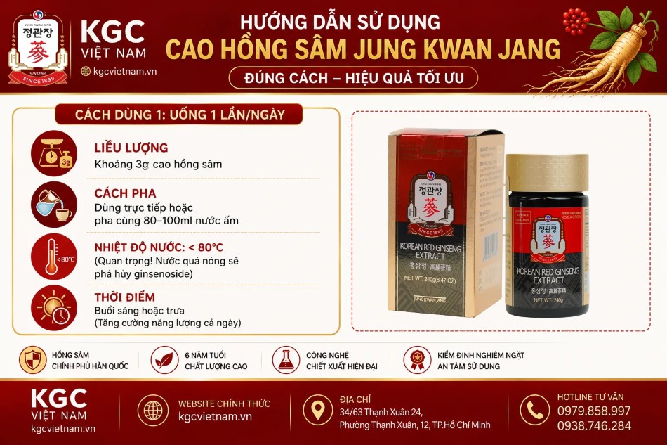 Hướng Dẫn Sử Dụng Cao Hồng Sâm Jung Kwan Jang Đúng Cách Tại KGC Việt Nam
