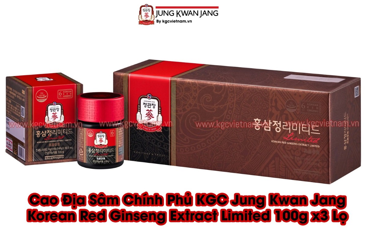Cao Địa Sâm Chính Phủ KGC Jung Kwan Jang - Korean Red Ginseng Extract Limited 100g x 3 Lọ - Ngày dùng 3g dùng trong 10 ngày