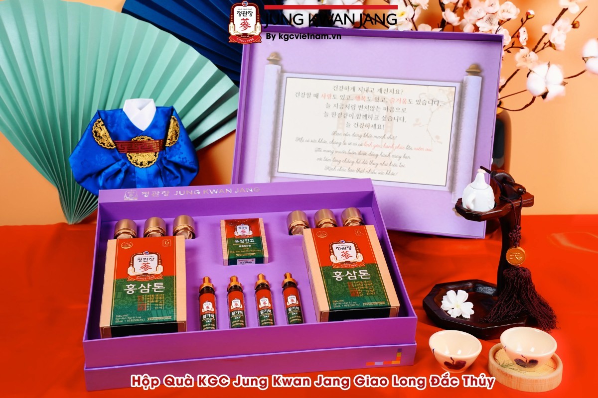 Hình Ảnh Thực Tế Hộp Quà Biếu KGC Jung Kwan Jang Giao Long Đắc THủy