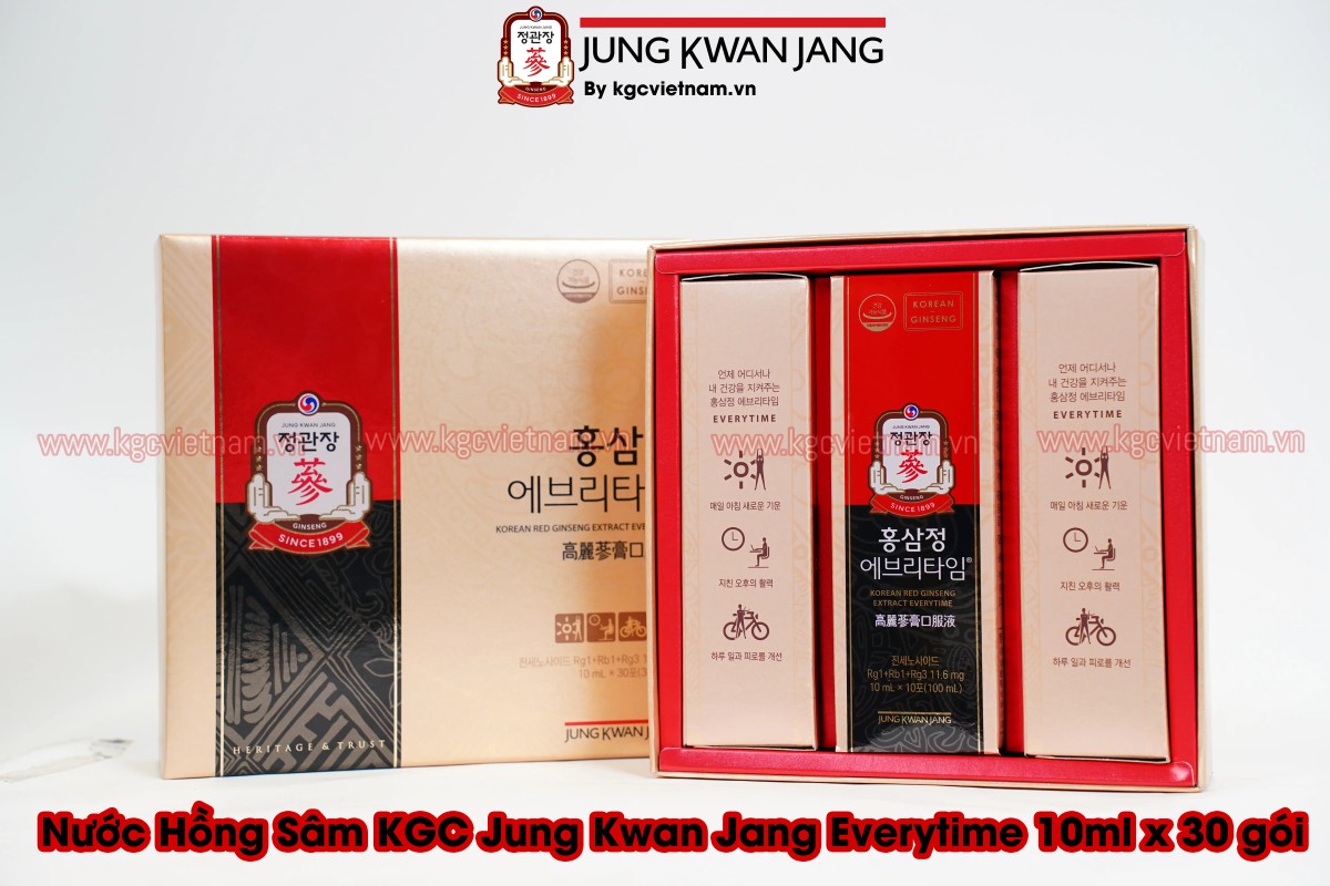 Hình Ảnh Thực Tế Nước Hồng Sâm KGC Jung Kwan Jang Everytime 10ml x 30 Gói
