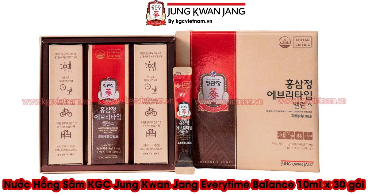 Hình Ảnh Thực Tế Nước Hồng Sâm KGC Jung Kwan Jang Everytime Balance 10ml x 30 Gói