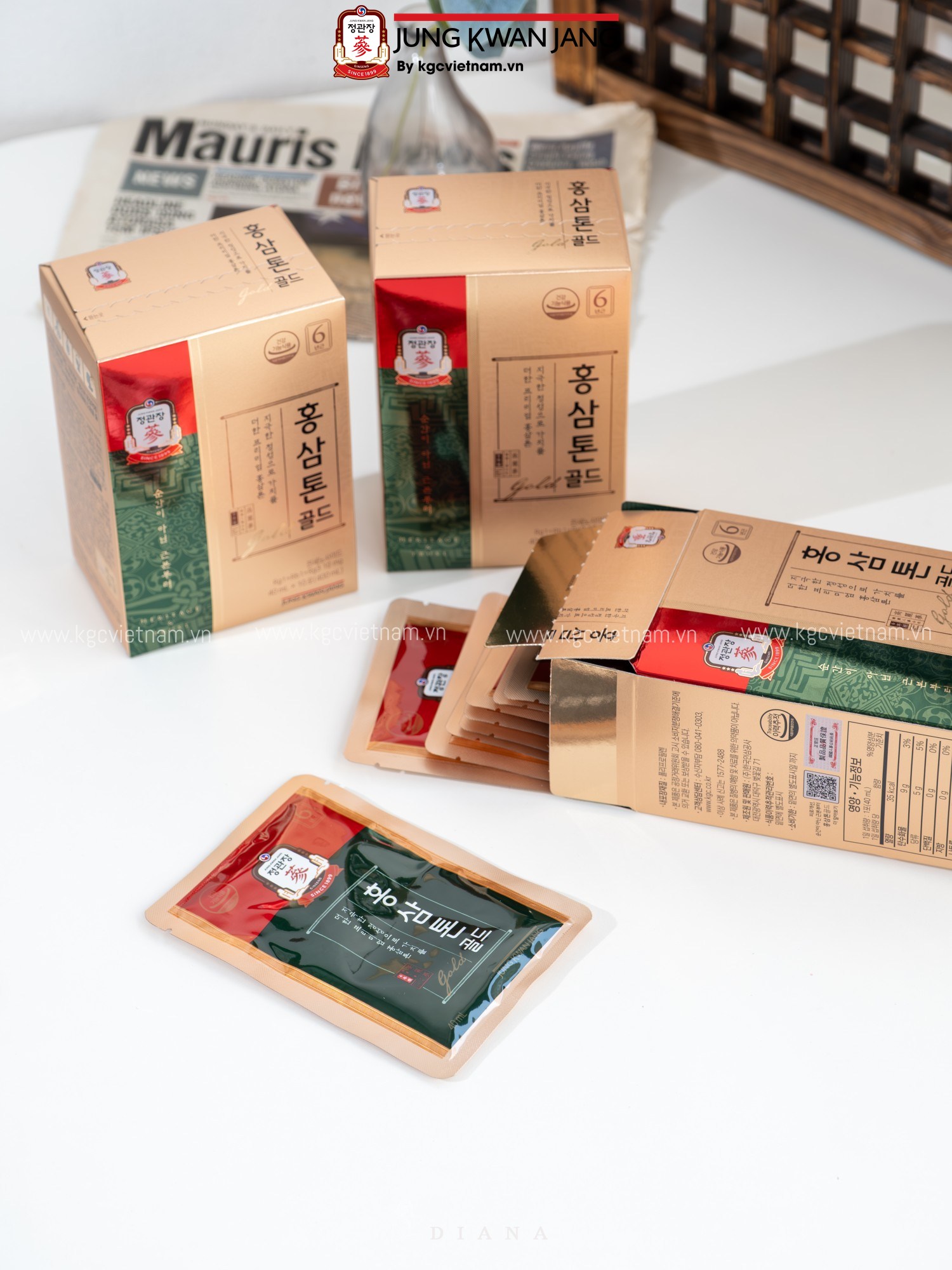 Hình ảnh Nước Hồng Sâm Chính Phủ Tonic Gold KGC Jung Kwan Jang 40ml x 30 Gói kèm logo thương hiệu Cheong Kwan Jang