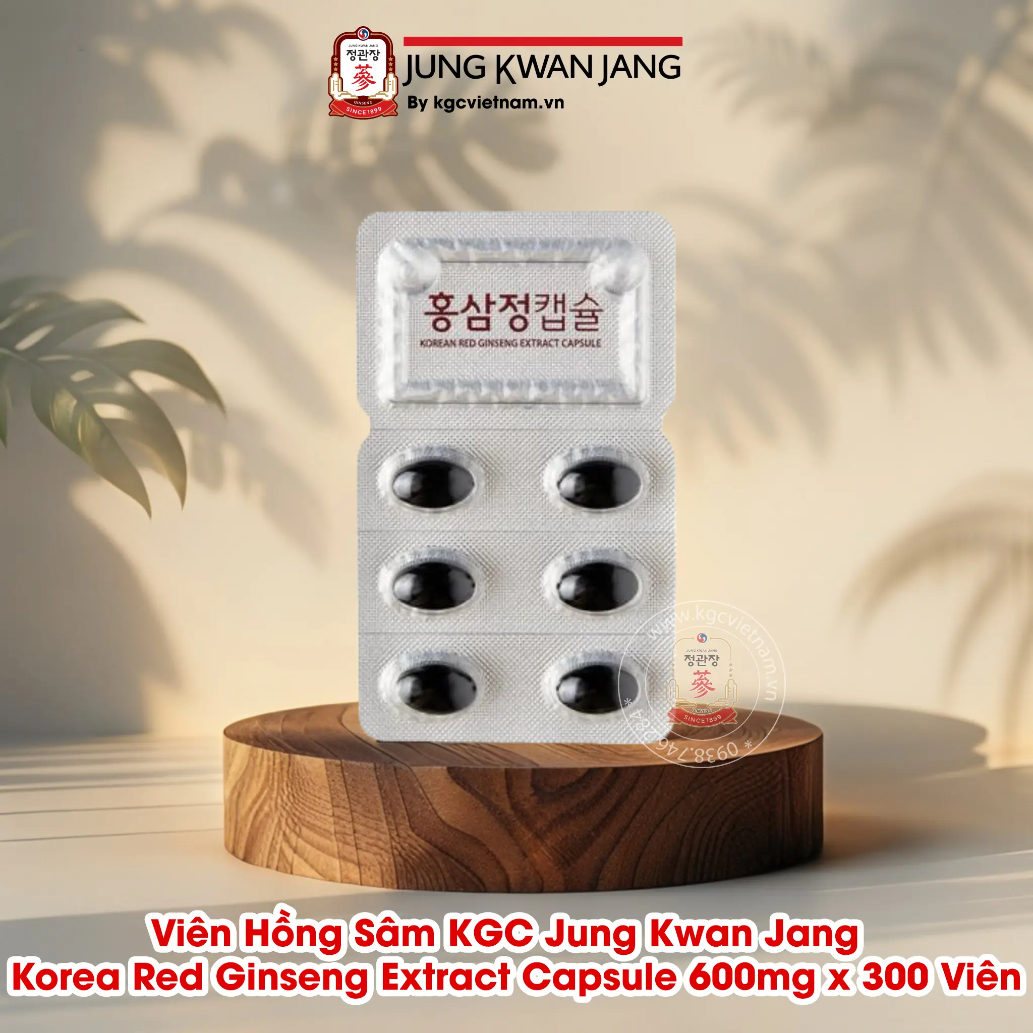 Hình Chi Tiết Viên Hồng Sâm KGC Jung Kwan Jang Korea Red Ginseng Extract Capsule 600mg x 300 Viên