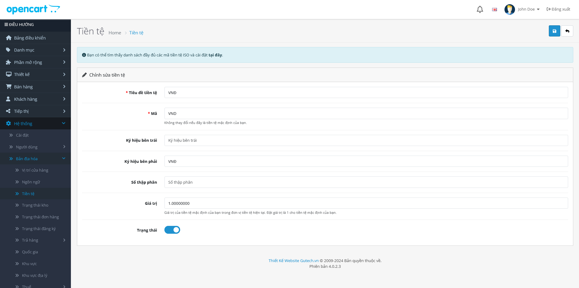 Hướng Dẫn Thêm Tiền Tệ VNĐ Trên Opencart | KGC Việt Nam
