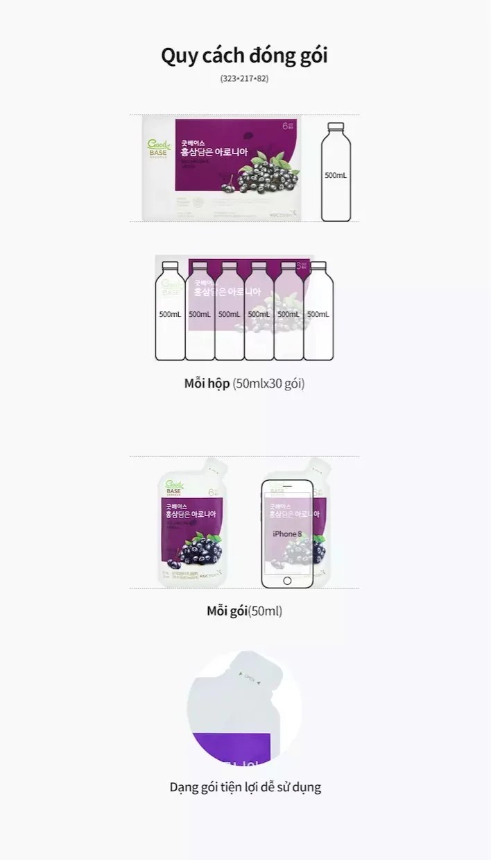 Nước hồng sâm GoodBase Aronia KGC Cheong Kwan Jang 50ml x 30 gói