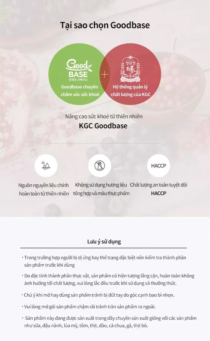 Nước hồng sâm GoodBase Aronia KGC Cheong Kwan Jang 50ml x 30 gói