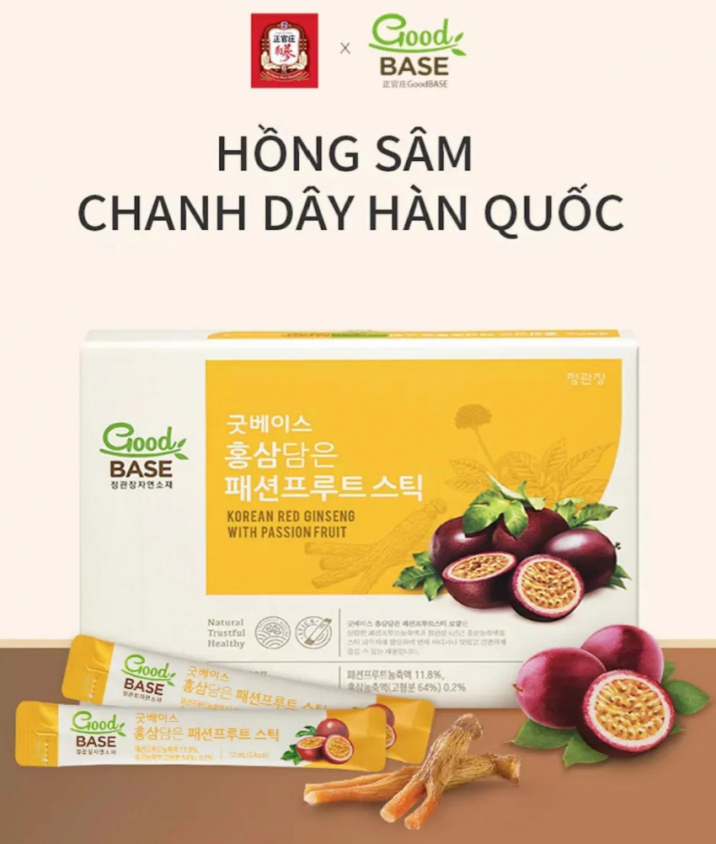 Nước hồng sâm GoodBase Chanh Dây KGC Cheong Kwan Jang 10ml x 30 gói