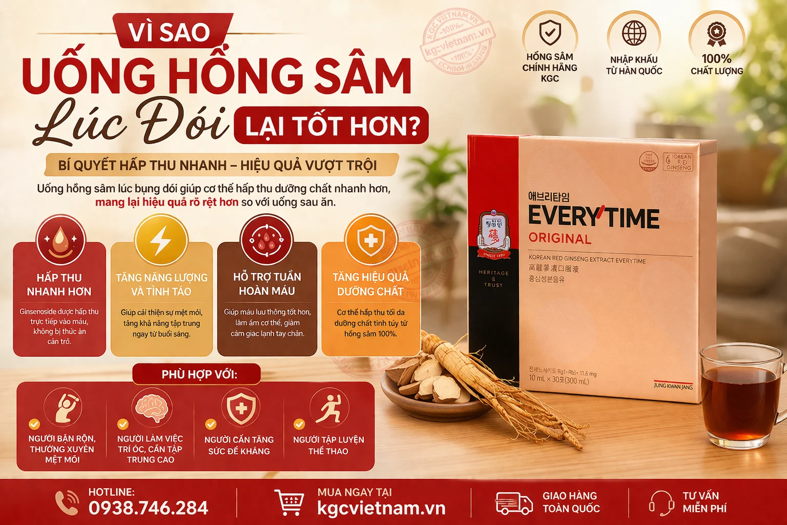 tại sao phải uống hồng sâm lúc đói