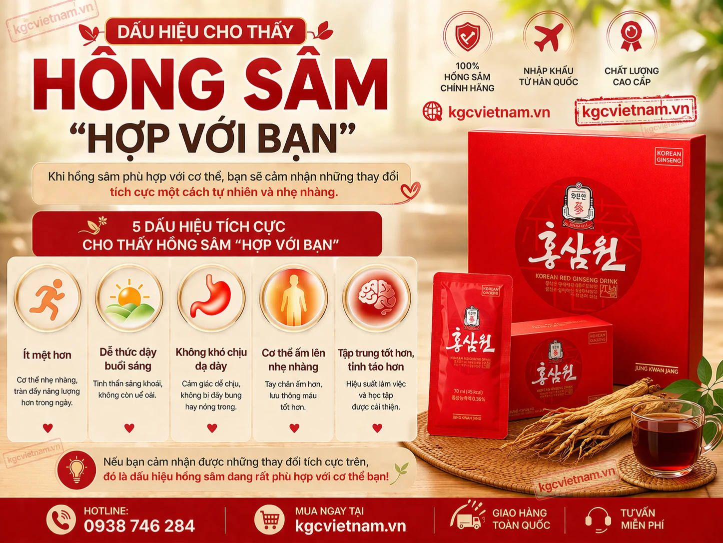 dấu hiệu hồng sâm phù hợp với bạn