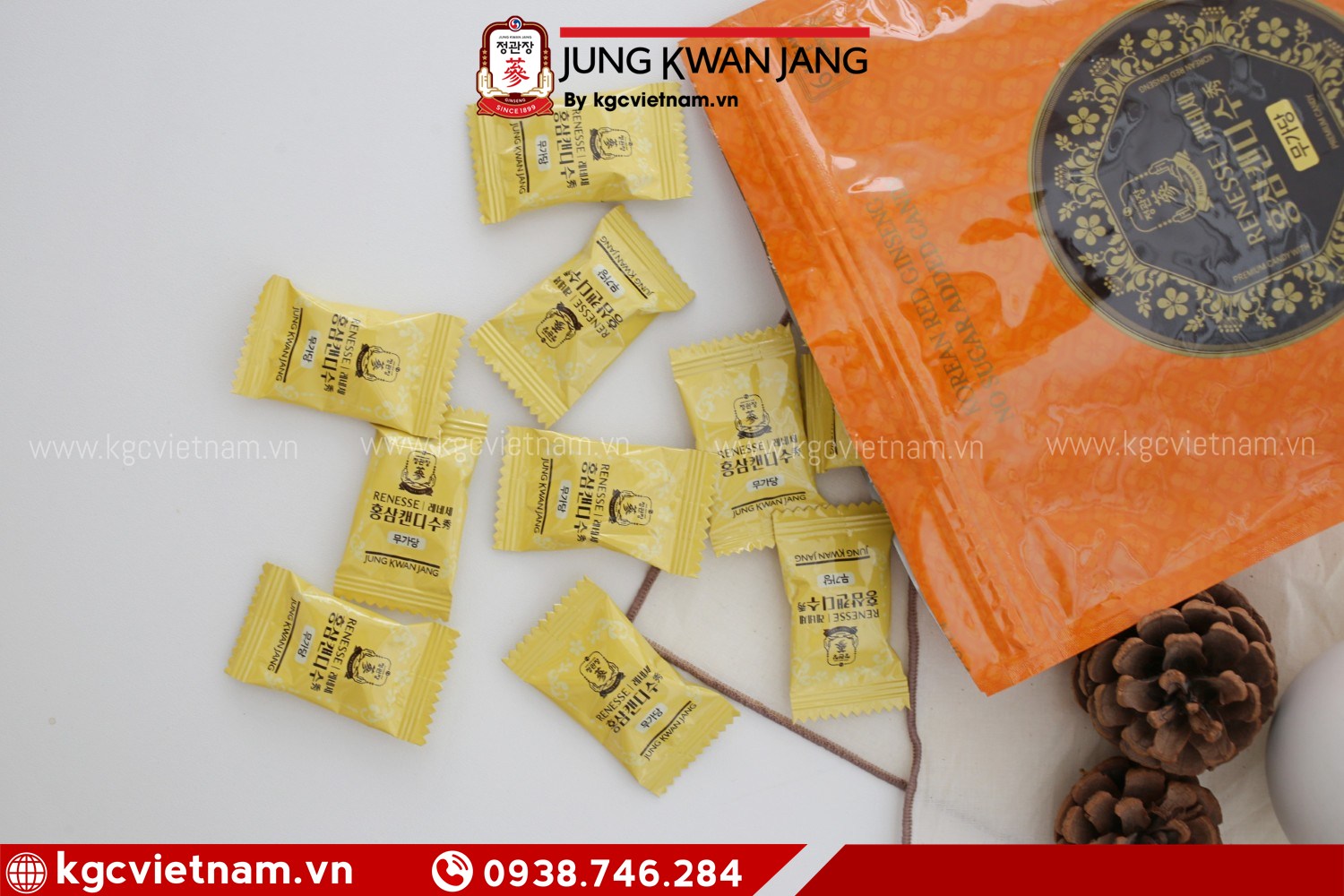 kẹo hồng sâm không đường KGC 240g chiết xuất hồng sâm 6 năm tuổi