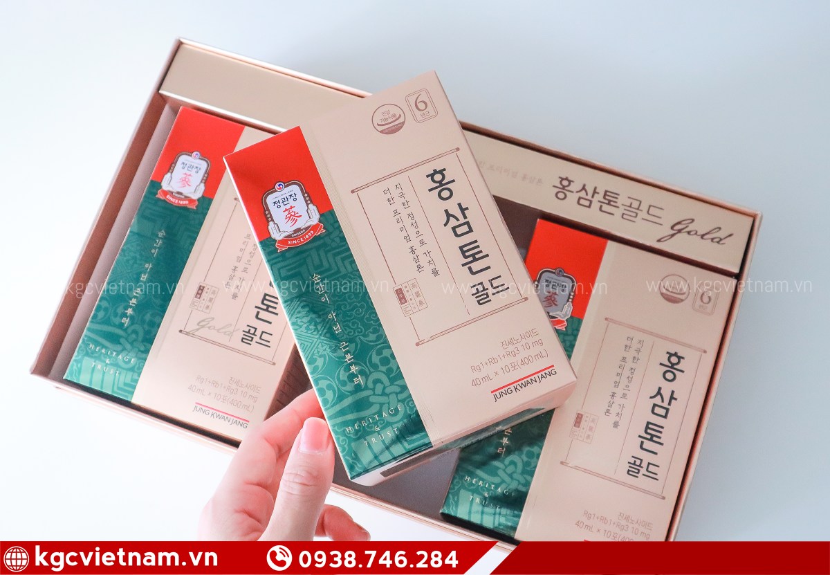 Nước Hồng Sâm KGC Jung Kwan Jang Tonic Gold 40ml – thiết kế hộp sang trọng, tiện lợi sử dụng