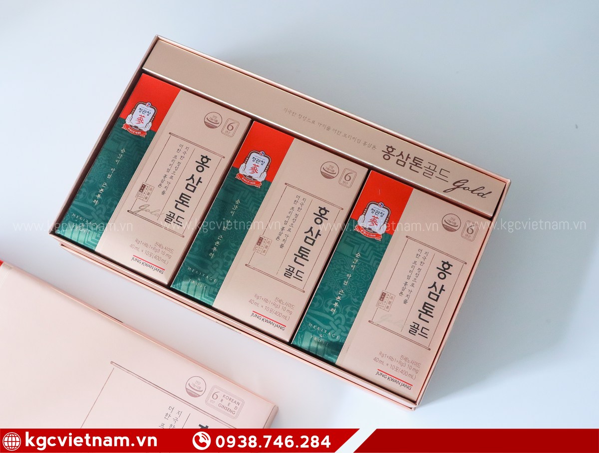 Hình Ảnh Khi Mở Hộp Nước hồng sâm Tonic Gold KGC 40ml x 30 gói Có 3 Hộp Nhỏ Bên Trong | kgcvietnam.vn
