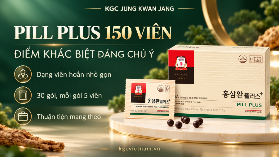 Hồng sâm Pill Plus dạng viên hoàn, hộp 30 gói mỗi gói 5 viên, thuận tiện mang theo hằng ngày