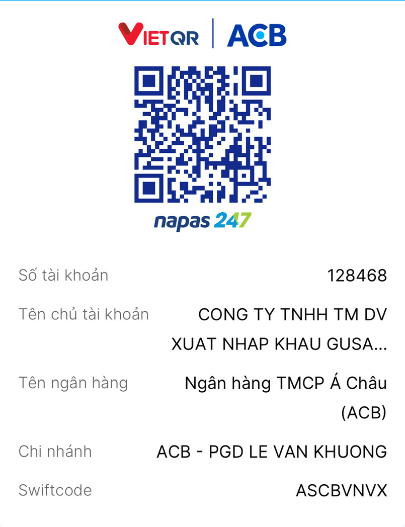 số tài khoản cty tnhh thương mại dv gusam korea