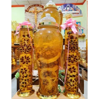 Bộ bình rượu hoa sâm điêu khắc rồng may mắn  63 lít