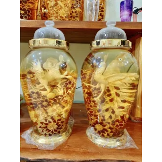 Bình rượu sâm điêu khắc chim khổng tước bình 30 lít bình số 2