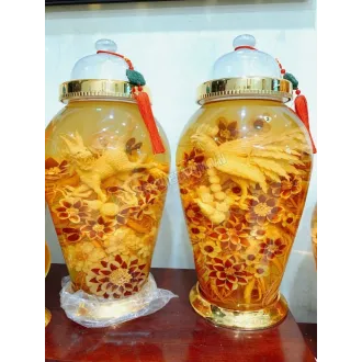 Bình rượu sâm điêu khắc kỳ lân bình 30 lít bình số 2