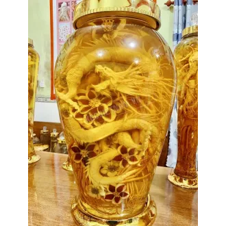 Bình rượu sâm điêu khắc rồng may mắn bình 30 lít bình số 2