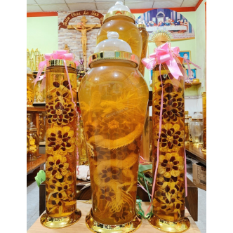 Bộ bình rượu hoa sâm điêu khắc rồng may mắn 63 lít