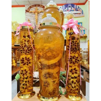 Bộ bình rượu hoa sâm điêu khắc rồng may mắn  63 lít