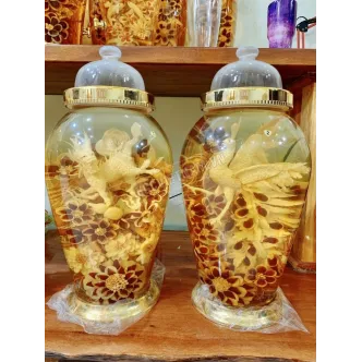 Bình rượu sâm điêu khắc chim khổng tước bình 30 lít bình số 2