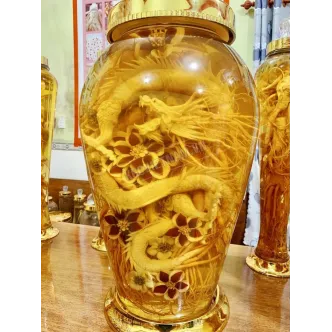 Bình rượu sâm điêu khắc rồng may mắn bình 30 lít bình số 2