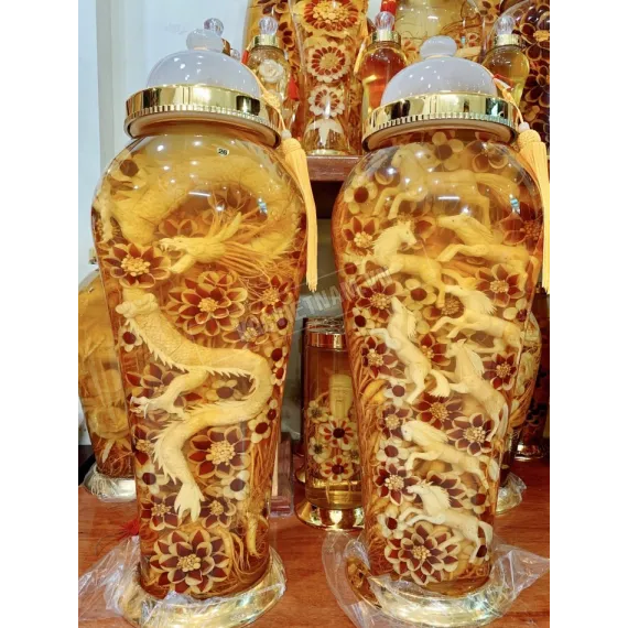 Bình rượu sâm điêu khắc mã đáo thành công bình 41 lít bình số 26