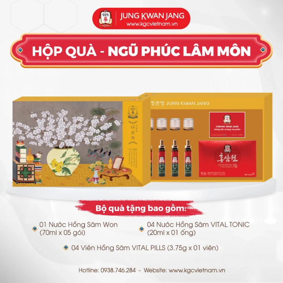 Hộp quà tặng hồng sâm cao cấp KGC Ngũ Phúc Lâm Môn | kgcvietnam.vn