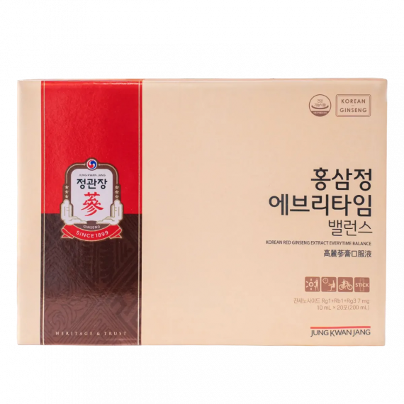 Nước hồng sâm KGC Jung Kwan Jang Everytime Balance 10ml x 20 gói | kgcvietnam.vn