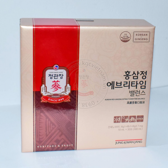 Nước hồng sâm KGC Jung Kwan Jang Everytime Balance 10ml x 30 gói | kgcvietnam.vn