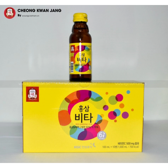 Nước uống tăng lực hồng sâm KGC Jung Kwan Jang Vita 100ml x 10 chai | kgcvietnam.vn