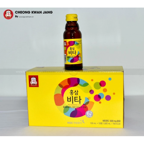 Nước uống tăng lực hồng sâm KGC Jung Kwan Jang Vita 100ml x 10 chai | kgcvietnam.vn