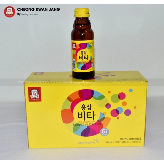 Nước uống tăng lực hồng sâm KGC Jung Kwan Jang Vita 100ml x 10 chai | kgcvietnam.vn