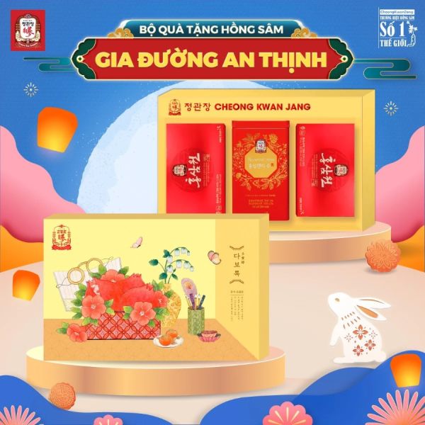 Bộ quà tặng trung thu cao cấp Hồng Sâm KGC Cheong Kwan Jang Gia Đường An Thịnh 2023