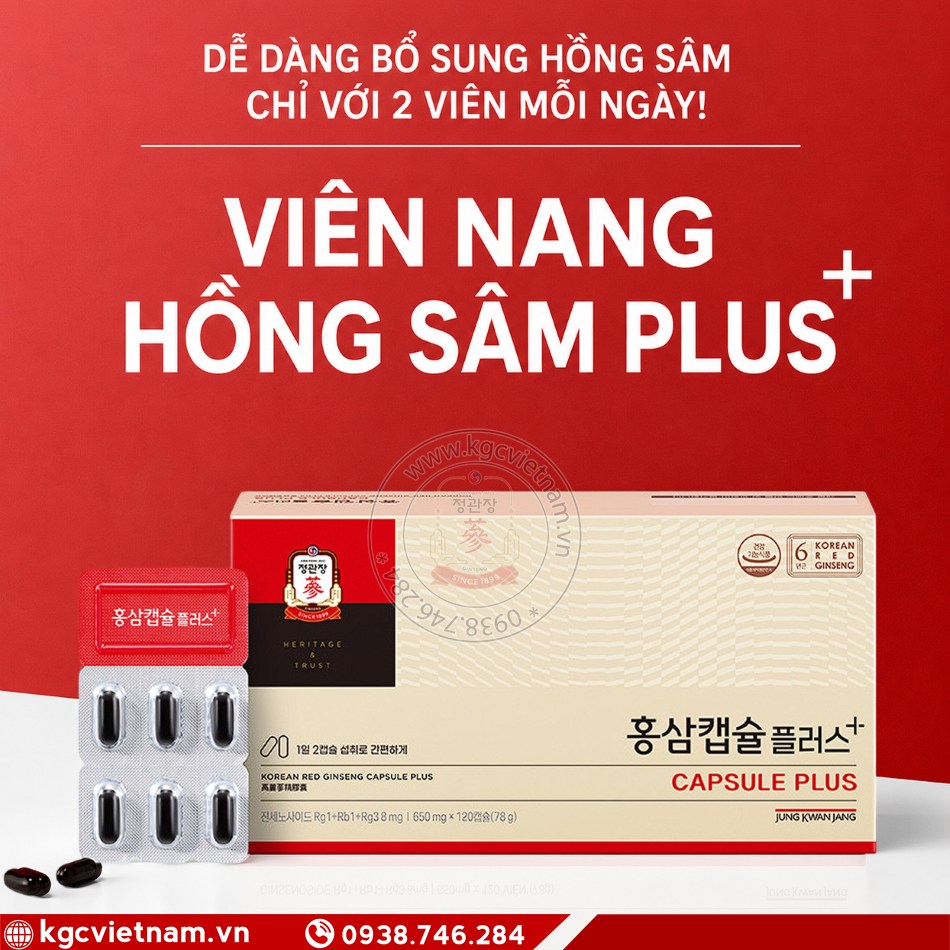 Viên hồng sâm KGC Jung Kwan Jang Capsule Plus 650mg x 120 viên( KGC 정관장 홍삼캡슐 플러스 650mg x 120캡슐)